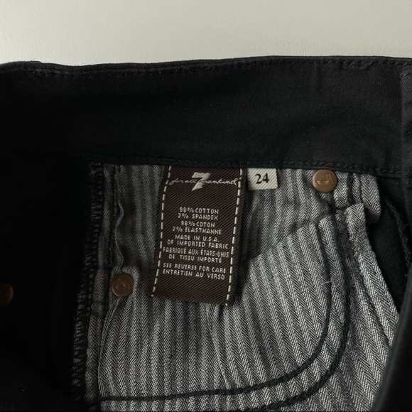 ❤️ 7 FOR ALL MANKIND Size 24  Skinny Crop Slim Illusion faux leather jeans H14 - Picture 6 of 13